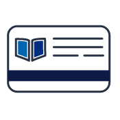Library Card quick link icon depicting back of a library card colorized version to depict hover state