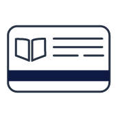 Library Card quick link icon depicting back of a library card