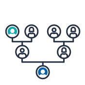 Genealogy quick link icon depicting family tree colorized to depict hover state